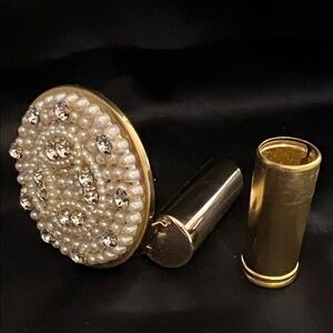 Elegant Gold, Pearl and jewel vintage lipstick case.
